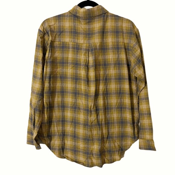 Abound NWT Women's Button Down Plaid Shirt Flannel Sz S Tan Pink Orange Long Slv - Picture 3 of 6